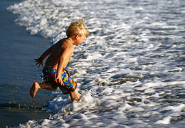 Running into surf